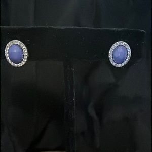 NWOT CZ and purple colored button earrings